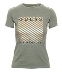 Guess Guess dámské tričko Vanda s vyšívaným logem khaki zelené Velikost: XS