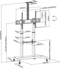 Neomounts Neomounts PLASMA-M1950E / Mobile Flat Screen Floor Stand (height: 134-166 cm) / Black