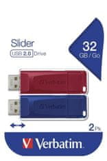 Verbatim 32GB 2PACK USB Flash 2.0 SLIDER Store'n'Go (červený+modrý) P-blistr