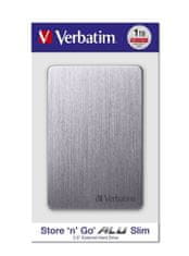 Verbatim HDD 2.5" 1TB USB 3.2/USB-C Gen 1 ALU Slim šedý, externí disk Store ‘n’ Go