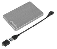 Verbatim HDD 2.5" 1TB USB 3.2/USB-C Gen 1 ALU Slim šedý, externí disk Store ‘n’ Go