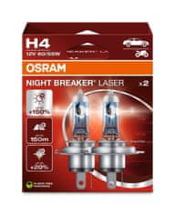 Osram OSRAM H4 12V 60/55W P43t NIGHT BREAKER LASER plus 150procent více světla 2ks 64193NL-2HB