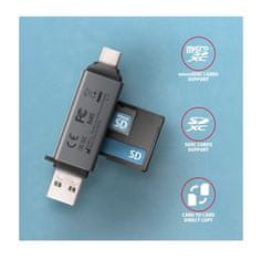 AXAGON Čtečka paměťových karet CRE-DAC USB-C a USB-A Mini šedá 128051