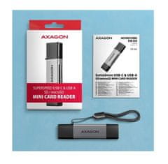 AXAGON Čtečka paměťových karet CRE-DAC USB-C a USB-A Mini šedá 128051