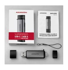 AXAGON Čtečka paměťových karet CRE-SAC USB-C a USB-A šedá 128050