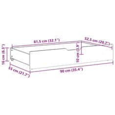 Vidaxl Zásuvky pod postel 2 ks bílé 90 x 55 x 16 cm masivní borovice