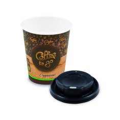 WIMEX s.r.o. Papírový kelímek "Coffee to go" 80mm 280ml `M: 0,2L/8oz` + víčko černé (10 ks)