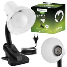 LUMILED Stolní lampa E27 nastavitelná školní lampička s klipem LIRIA bílá 