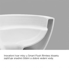 Mereo WC závěsné WC, Smart Flush RIMLESS, 495x360x370, ker., vč. sedátka CSS113S VSD82T1 - Mereo