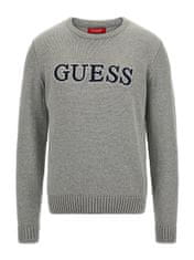 Guess Guess pánský svetr Page šedý s logem Velikost: XL