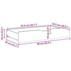 Vidaxl Zásuvky pod postel s kolečky 2 ks 90x55x16 cm masivní borovice