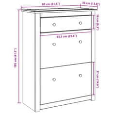Vidaxl Botník Panama 80 x 35 x 105 cm masivní borové dřevo