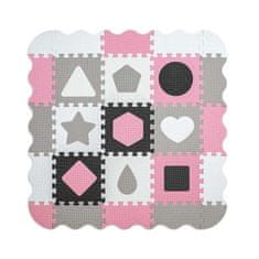 MILLY MALLY Pěnové puzzle podložka ohrádka Jolly 3x3 Shapes Pink Grey