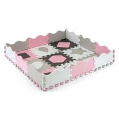 MILLY MALLY Pěnové puzzle podložka ohrádka Jolly 3x3 Shapes Pink Grey