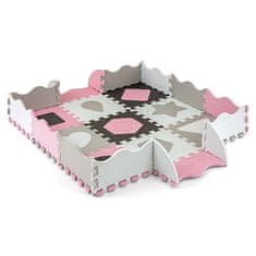 MILLY MALLY Pěnové puzzle podložka ohrádka Jolly 3x3 Shapes Pink Grey