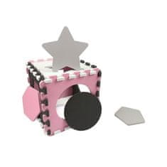 MILLY MALLY Pěnové puzzle podložka ohrádka Jolly 3x3 Shapes Pink Grey