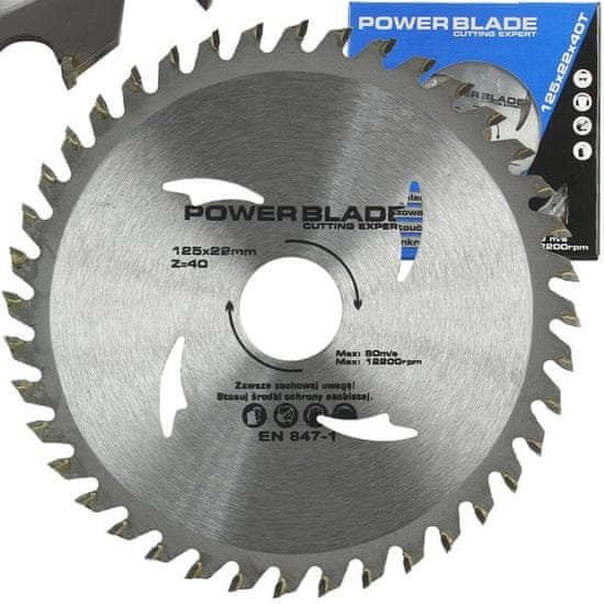 MAR-POL Kotouč pilový s SK plátky (vidiový), 125x40Tx22,2mm POWER BLADE M09051