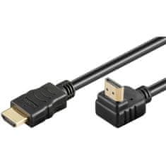 PremiumCord Kabel HDMI High Speed+Ethernet zlacený zahnutý konektor 90° 1m