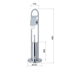 AQUALINE Samba stojan s podstavcem, wc štětkou a držákem toaletního papíru, chrom (SB131)