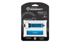 Kingston flash disk 8GB USB-C IronKey Keypad 200C, FIPS 140-3 Lvl 3 (Pending) AES-256