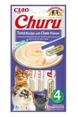 churu Inaba cat snack tuňák s příchutí škeble 4x 14g