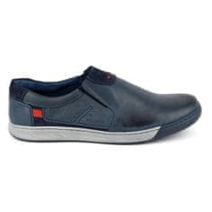 Pánské kožené nazouvací boty 934K navy blue velikost 45