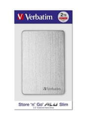 Verbatim HDD 2.5" 2TB USB 3.2/USB-C Gen 1 ALU Slim stříbrný, externí disk Store ‘n’ Go