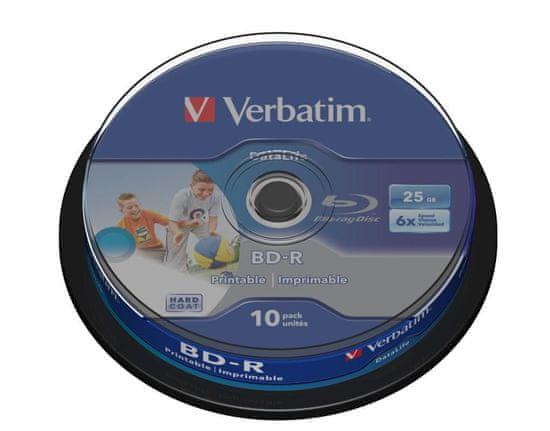 Verbatim Blu-ray BD-R SL Datalife 25GB 6x WIDE Printable 10-cake