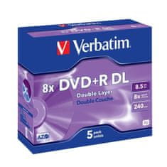 Verbatim DVD+R 8,5 GB (240min) DL 8x jewel box, 5ks/pack