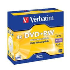 Verbatim DVD+RW 4,7GB 4x jewelbox, 5ks/pack