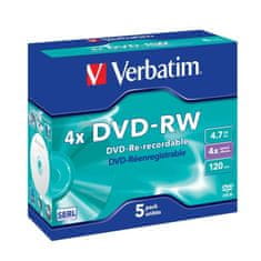 Verbatim DVD-RW 4,7GB 4x, jewel box, 5ks/pack