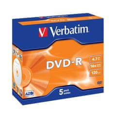 Verbatim DVD-R 4,7 GB (120min) 16x Silver jewel box, 5ks/pack