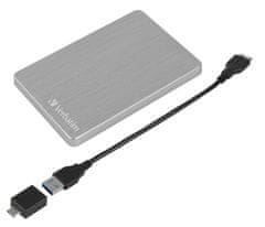 Verbatim HDD 2.5" 2TB USB 3.2/USB-C Gen 1 ALU Slim stříbrný, externí disk Store ‘n’ Go