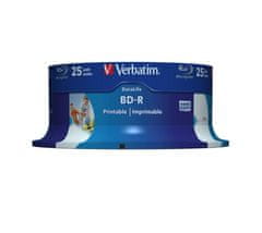 Verbatim Blu-ray BD-R SL Datalife 25GB 6x WIDE Printable 25-cake