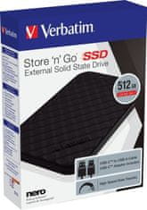 Verbatim SSD 512GB GEN2 USB 3.2 gen 1 Store ‘n’ Go, externí, černý