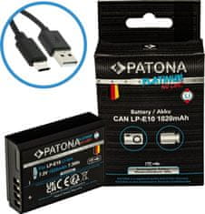 PATONA baterie pro foto Canon LP-E10 1020mAh Li-Ion Platinum USB-C nabíjení