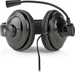 Nedis headset CHST210BK/ drátová sluchátka + mikrofon/ 1x 3.5 mm jack/ 2x 3.5 mm jack/ kabel 1,8 m/ černý