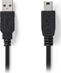 Nedis USB kabel | USB 2.0 | USB-A Zástrčka | USB Mini-B 5 pinů Zástrčka | 480 Mbps | Poniklované | 2.00 m | Kulatý | PVC | Černá | Box