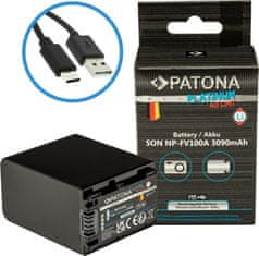 PATONA baterie pro foto Sony NP-FV100 3090mAh Li-Ion Platinum USB-C nabíjení