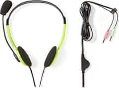 Nedis headset CHST100GN/ drátová sluchátka + mikrofon/ 2x 3,5 mm jack/ kabel 2 m/ zelený