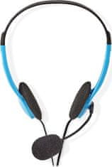 Nedis headset CHST100BU/ drátová sluchátka + mikrofon/ 2x 3,5 mm jack/ kabel 2 m/ modrý