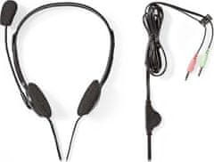 Nedis headset CHST100BK/ drátová sluchátka + mikrofon/ 2x 3,5 mm jack/ kabel 2 m/ černý