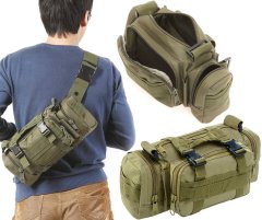 Camerazar Vojenská taktická ledvinka Tactical, zelená, polyester 600D, 30x8x18 cm