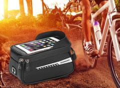 Camerazar Vodotěsná Cyklistická Brašna s Držákem na Telefon, Objem 1.5L, Materiál PU a TPU, Rozměry 21 x 10.5 x 9 cm