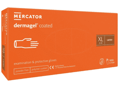 DERMAGEL COATED - Latexové nepudrované rukavice bílé, vnitřní vrstva polymer, 100 ks, R-003, XL