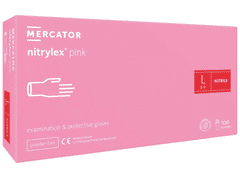 NITRYLEX PINK - Nitrilové rukavice (bez pudru) růžové, 100 ks, R-009, L