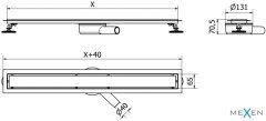 Mexen Mexen Flat 360° M12 otočný lineární odtok 80 cm, černý - 1721080-40 - MEXEN