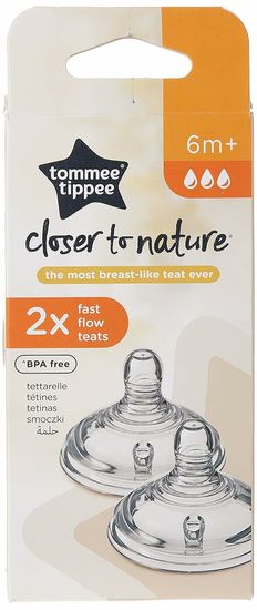 Tommee Tippee Natural Start Dudlík na láhev ANTI-COLIC Rychlý průtok 6m+, 2 ks