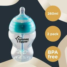 Tommee Tippee CTN Kojenecká Láhev ADVANCED ANTI-COLIC pomalý průtok, 260 ml 0m+, 2ks