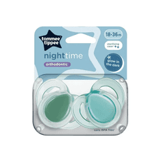 Tommee Tippee CTN Night Time, Silikonová savička noční, 18-36m, 2ks